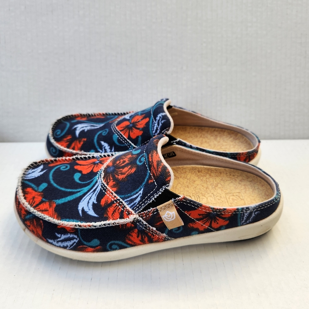 Spenco Siesta Solstice Poppy Print Floral Women's Size 5 Slip On Mules - Picture 1 of 7